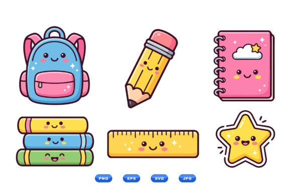 Download Cute School Supplies Clipart Set - School supplies Collection