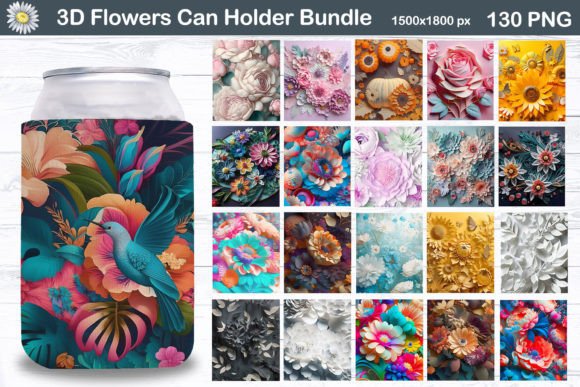 Download 3D Flowers Can Cooler Bundle - 3d flowers Collection