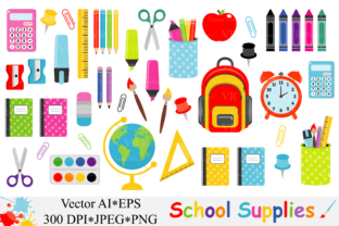 Download School Supplies Clipart, Back to School - Vector - School supplies Collection