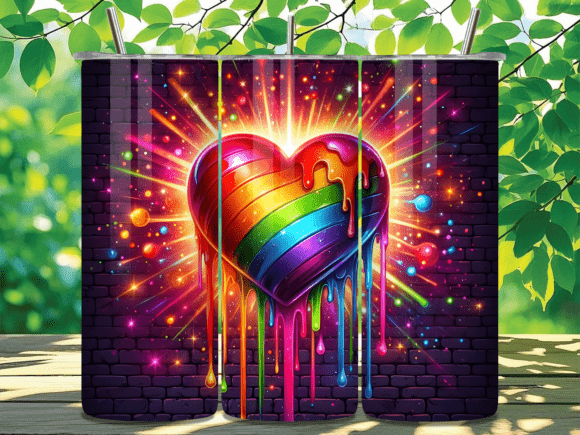 Download Rainbow Drip Heart Pride Tumbler Wrap - Pride tumbler Collection