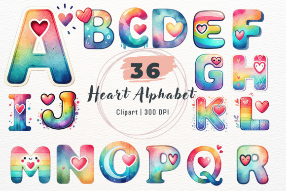 Download Watercolor Heart Alphabet Pink Letters - Premium Resources